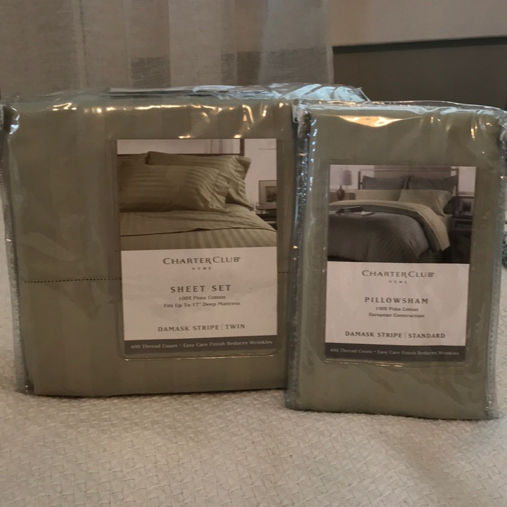 Charter Club PILLOWSHAM and TWIN SHEET SET